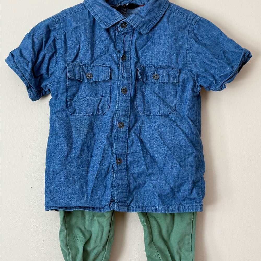Blue Denim & Pants Kids Set